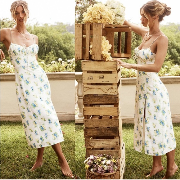 House of CB Dresses & Skirts - HOUSE OF CB 'Carina' White Floral Bustier Midi Dress NWOT Size XS